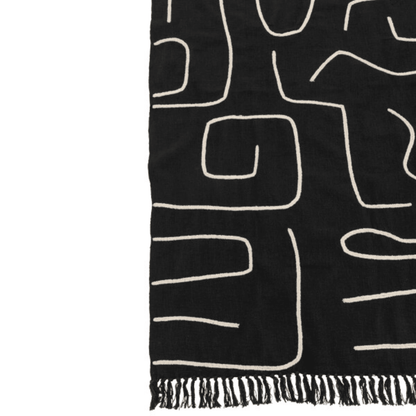 Plaid Strepen/Bogen Katoen Zwart/Wit 130x180cm - Poef - J-Line - livinglovely.nl