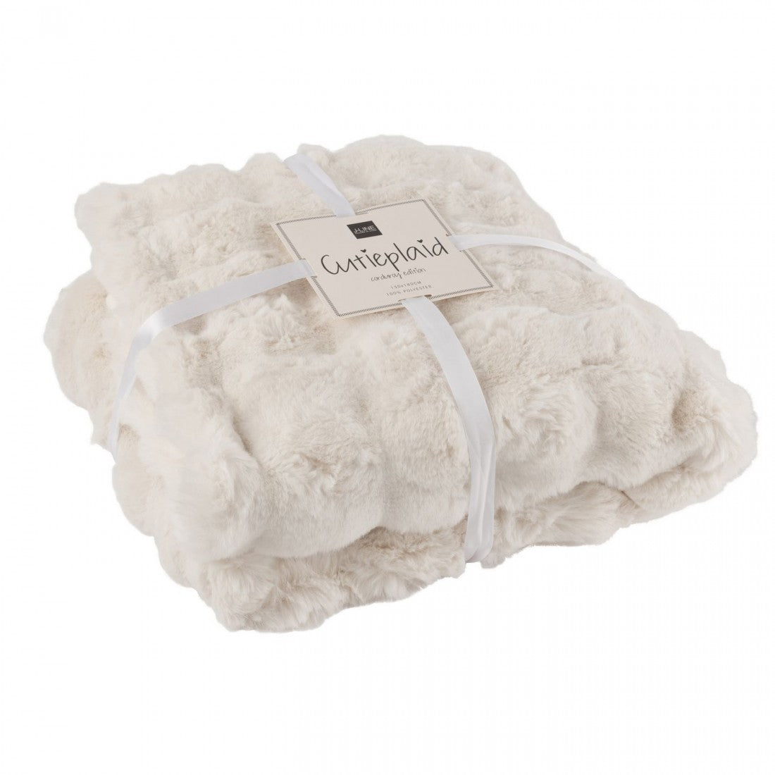 Plaid Wave Polyester Wit 130x180cm - Poef - J-Line - livinglovely.nl