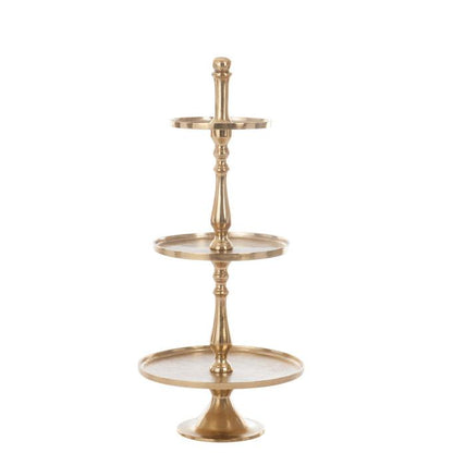 Plateau 3 Niveaus Rond Aluminium Goud - Keukenaccessoire - J-Line - livinglovely.nl