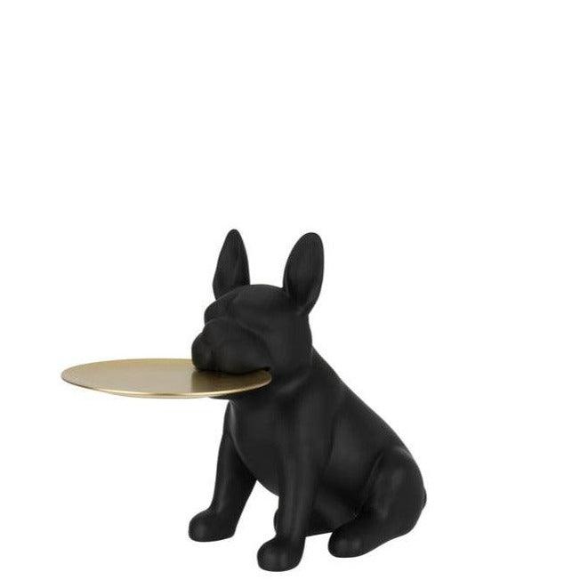 Plateau Bulldog Poly Zwart/Goud Small - Beeld - J-Line - livinglovely.nl