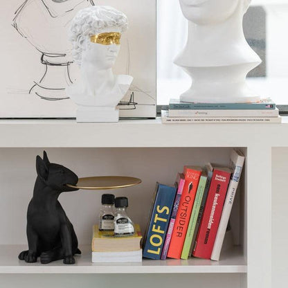 Plateau Hond Poly Zwart/Goud - Beeld - J-Line - livinglovely.nl