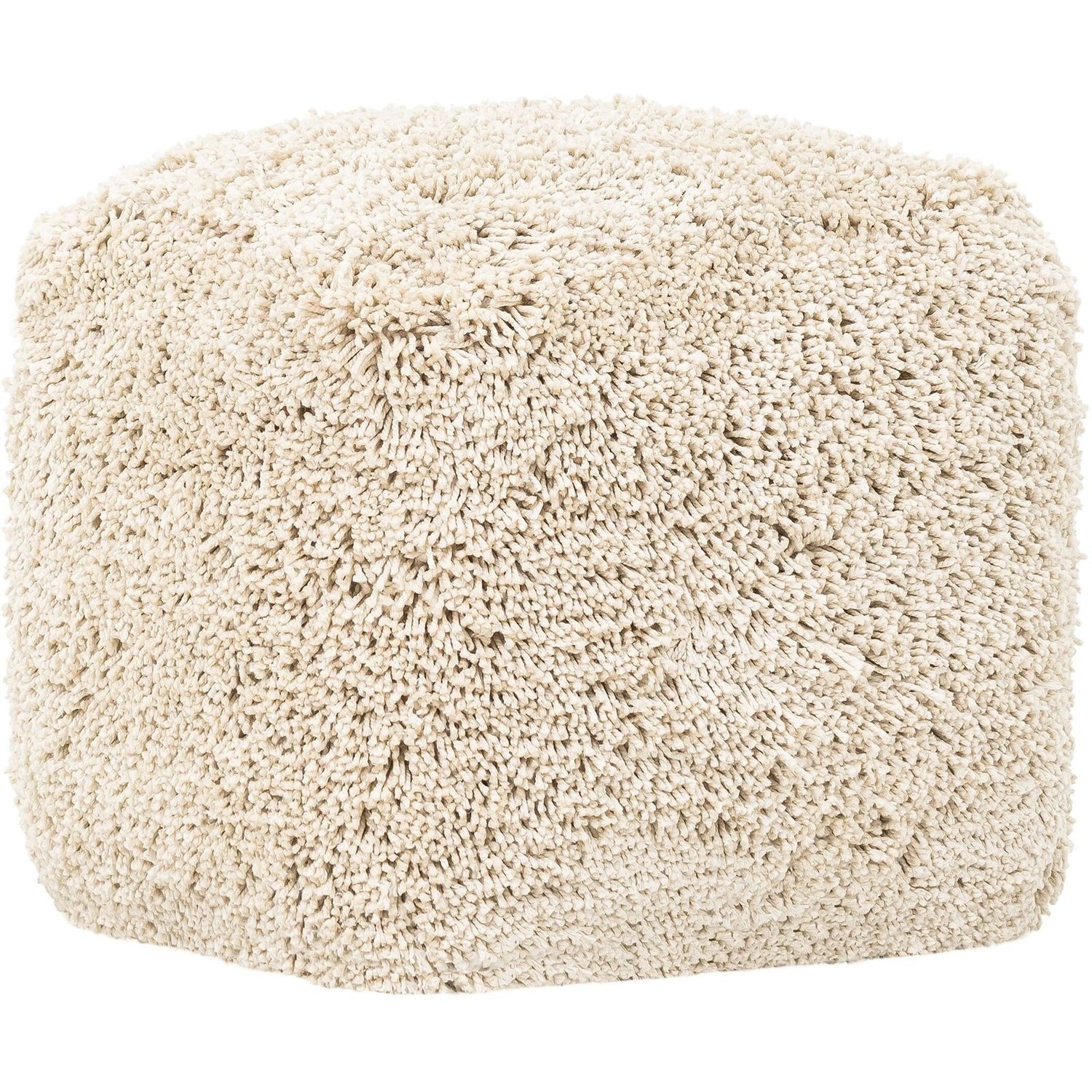 Poef Celeste Beige van MUST Living in beige, 100% polyester, volledig in beeld op een neutrale achtergrond