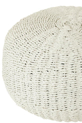 Poef Rond Geweven Plastiek Wit - Poef - J-Line - livinglovely.nl
