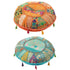 Poef Rond Plat Patronen + Kwasten Katoen Oranje/Blauw Set van 2 - Poef - J-Line - livinglovely.nl