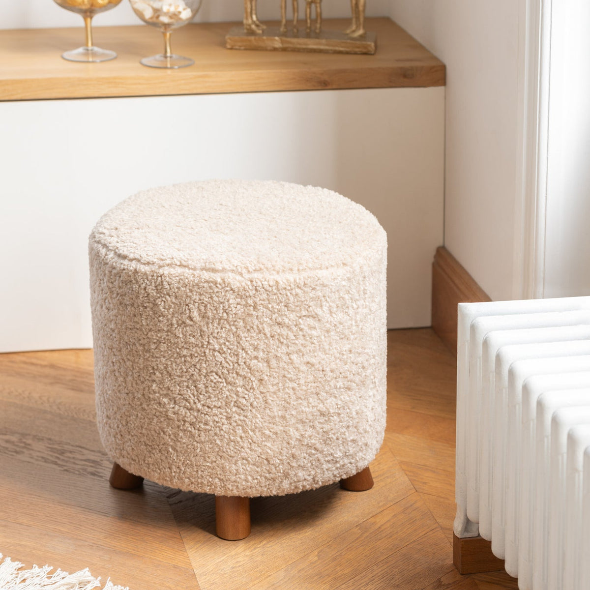 Pouf Schaf Bein Polyester Beige J-Line