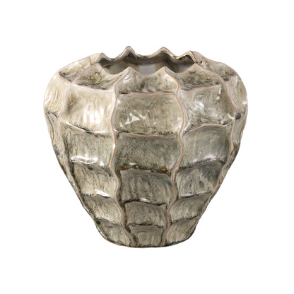 Pot Cedric Cream Keramiek Rond Wavy Mix Colors XXL Dia 36x32.5cm PTMD - Pot - PTMD - livinglovely.nl