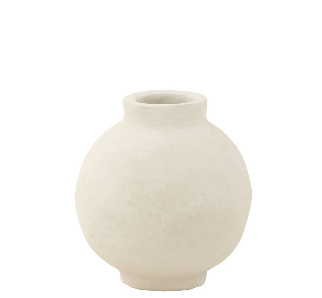 Pot Glad Sphere Papier Mache Wit L30xcmB30cmxH30cm - Pot - J-Line - livinglovely.nl