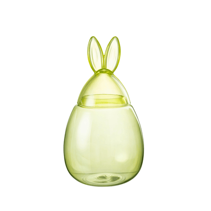 Pot Konijn Glas Groen Large 22.5x22.5x39cm - Paas - J-Line - livinglovely.nl