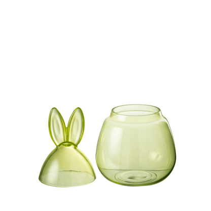 Pot Konijn Glas Groen Small 20x20x34cm - Keukenaccessoire - J-Line - livinglovely.nl