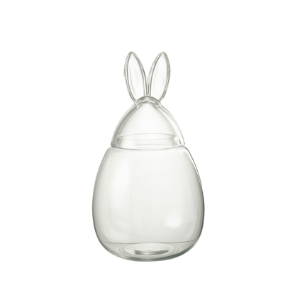 Pot Konijn Glas Transparant Large - Paas - J-Line - livinglovely.nl