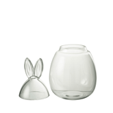Pot Konijn Glas Transparant Large - Paas - J-Line - livinglovely.nl