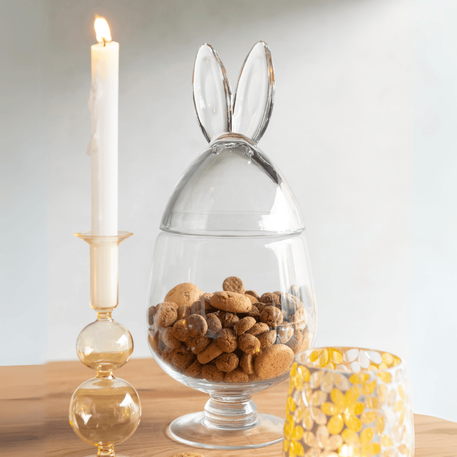 Pot Konijn Glas Transparant Large - Paas - J-Line - livinglovely.nl