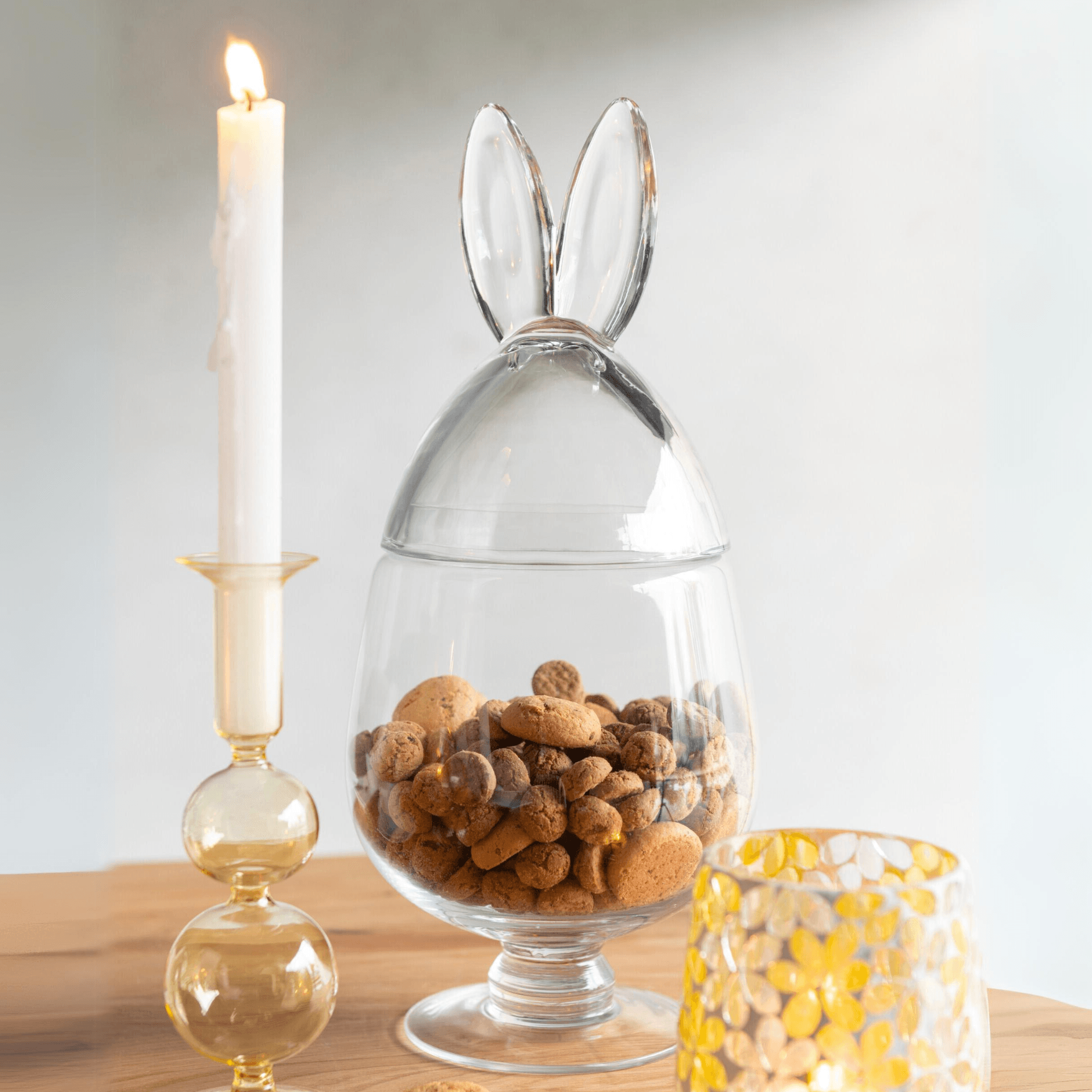 Pot Konijn Glas Transparant Large - Paas - J-Line - livinglovely.nl