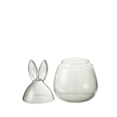 Pot Konijn Glas Transparant Small - Paas - J-Line - livinglovely.nl