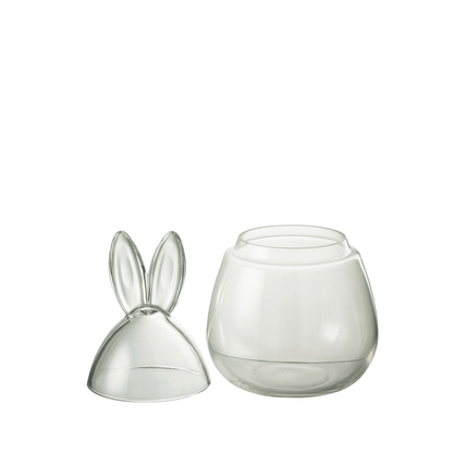 Pot Konijn Glas Transparant Small - Paas - J-Line - livinglovely.nl