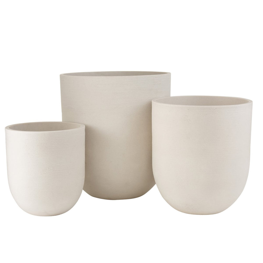 Pot Rond Keramiek Hoog Wit Set van 3 - Pot - J-Line - livinglovely.nl