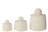 Potten Decoratief Maris Cement Creme Set van 3 - Pot - J-Line - livinglovely.nl