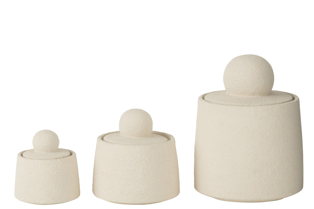 Potten Decoratief Maris Cement Creme Set van 3 - Pot - J-Line - livinglovely.nl