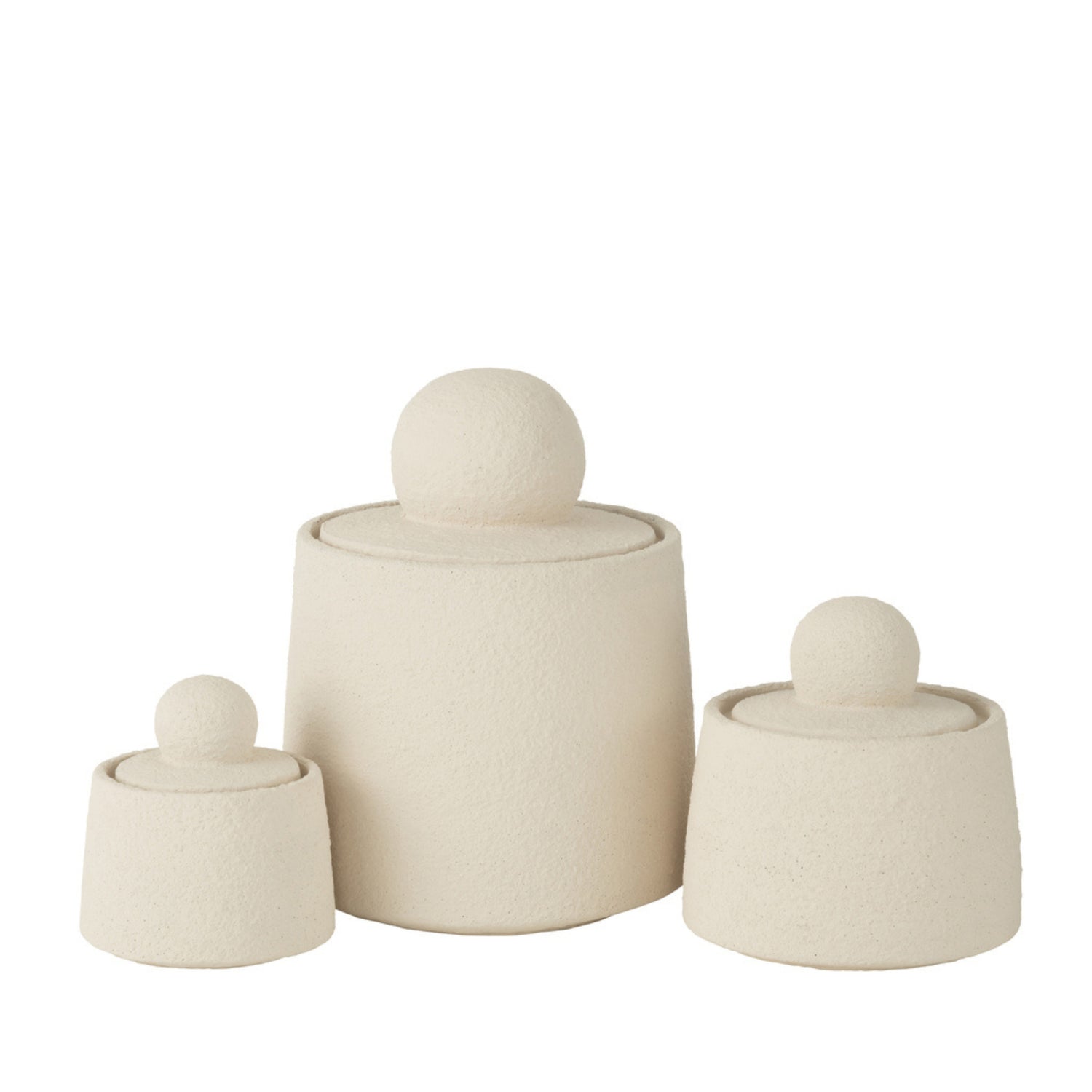 Potten Decoratief Maris Cement Creme Set van 3 - Pot - J-Line - livinglovely.nl