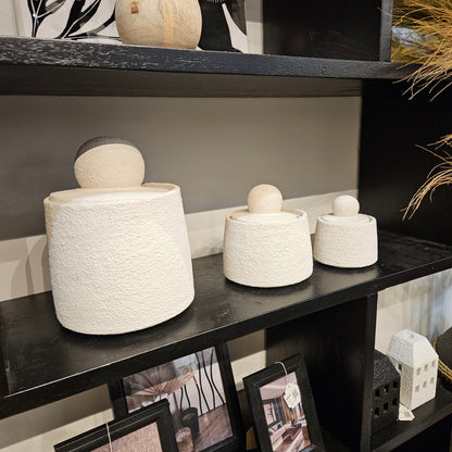 Potten Decoratief Maris Cement Creme Set van 3 - Pot - J-Line - livinglovely.nl