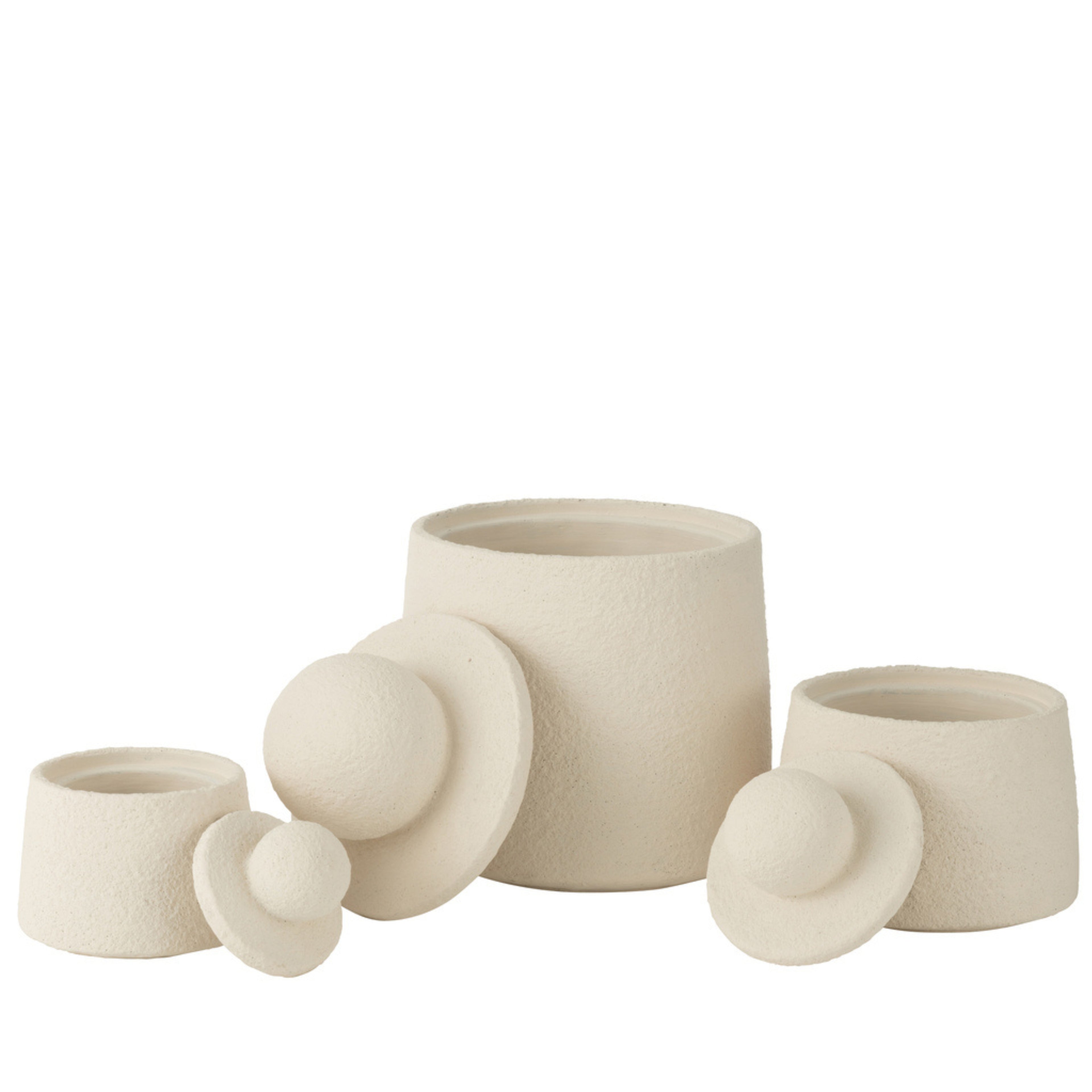 Potten Decoratief Maris Cement Creme Set van 3 - Pot - J-Line - livinglovely.nl