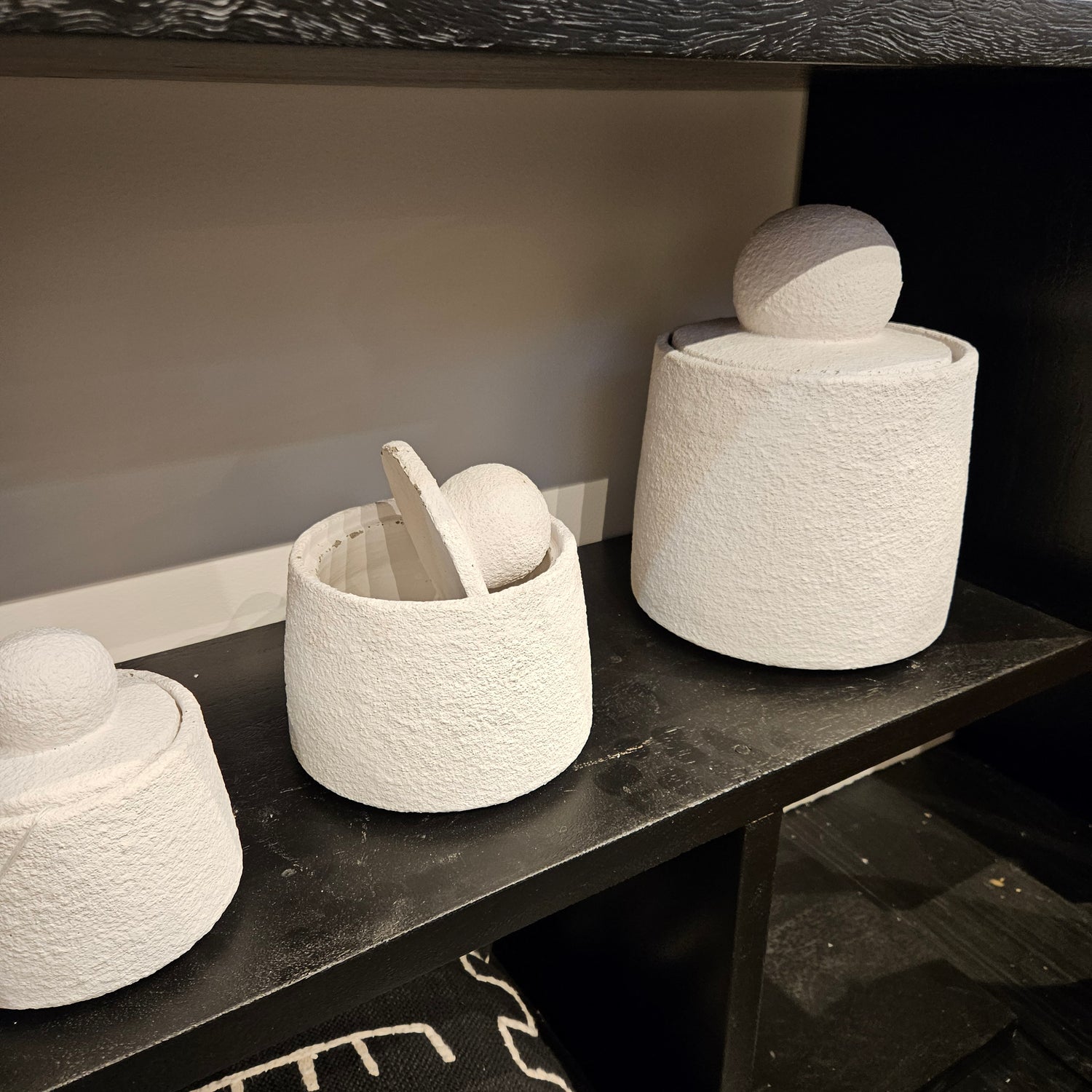 Potten Decoratief Maris Cement Creme Set van 3 - Pot - J-Line - livinglovely.nl