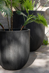 Potten Rond Keramiek Hoog Zwart Set van 3 J-Line - Pot - J-Line - livinglovely.nl