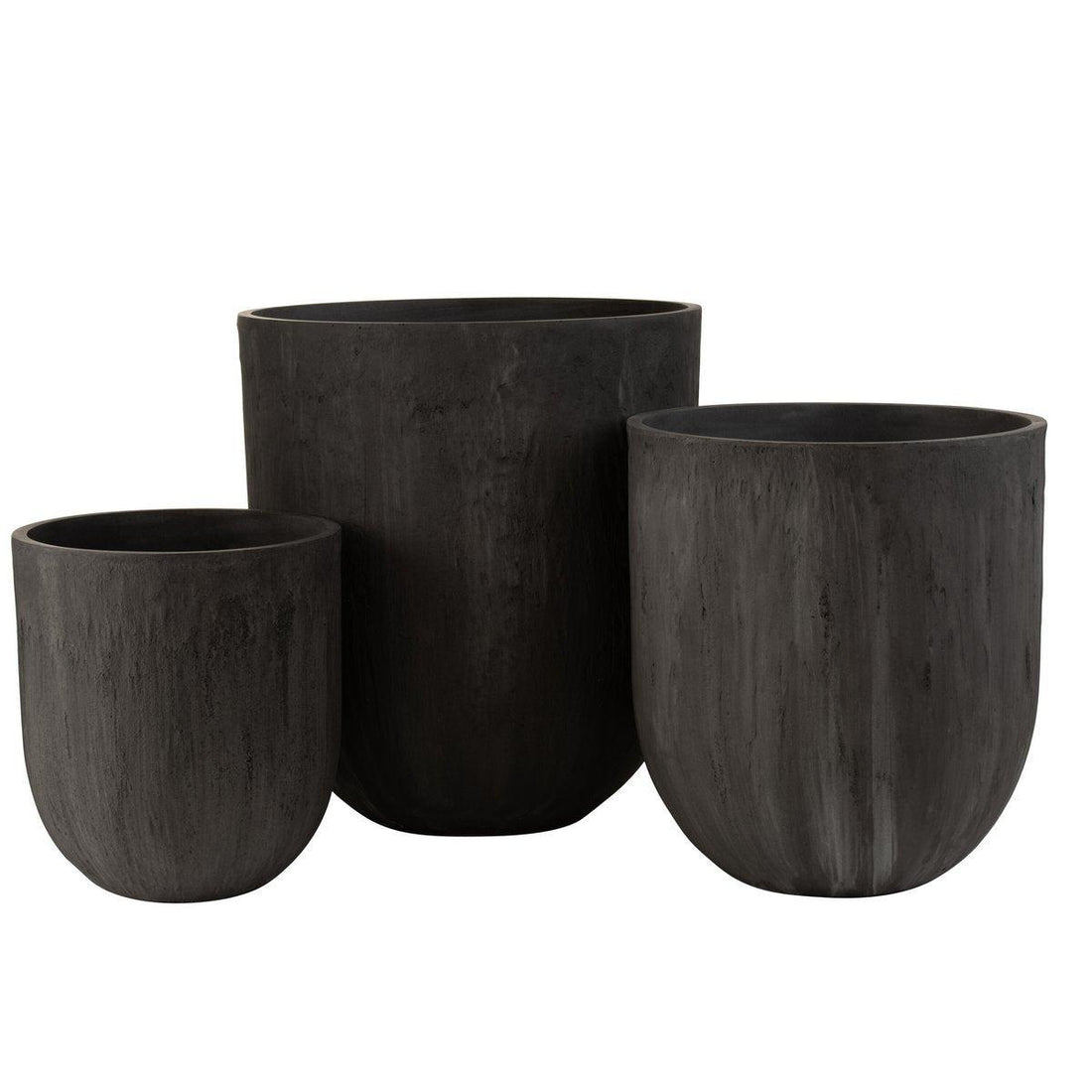 Potten Rond Keramiek Hoog Zwart Set van 3 J-Line - Pot - J-Line - livinglovely.nl