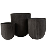 Potten Rond Keramiek Hoog Zwart Set van 3 J-Line - Pot - J-Line - livinglovely.nl