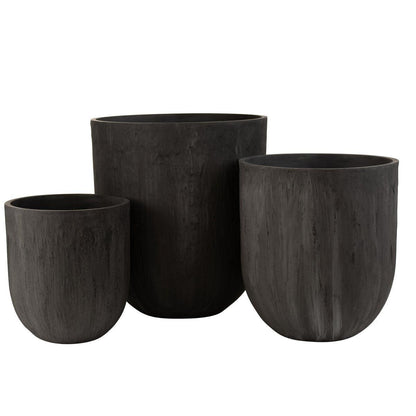 Potten Rond Keramiek Hoog Zwart Set van 3 J-Line - Pot - J-Line - livinglovely.nl