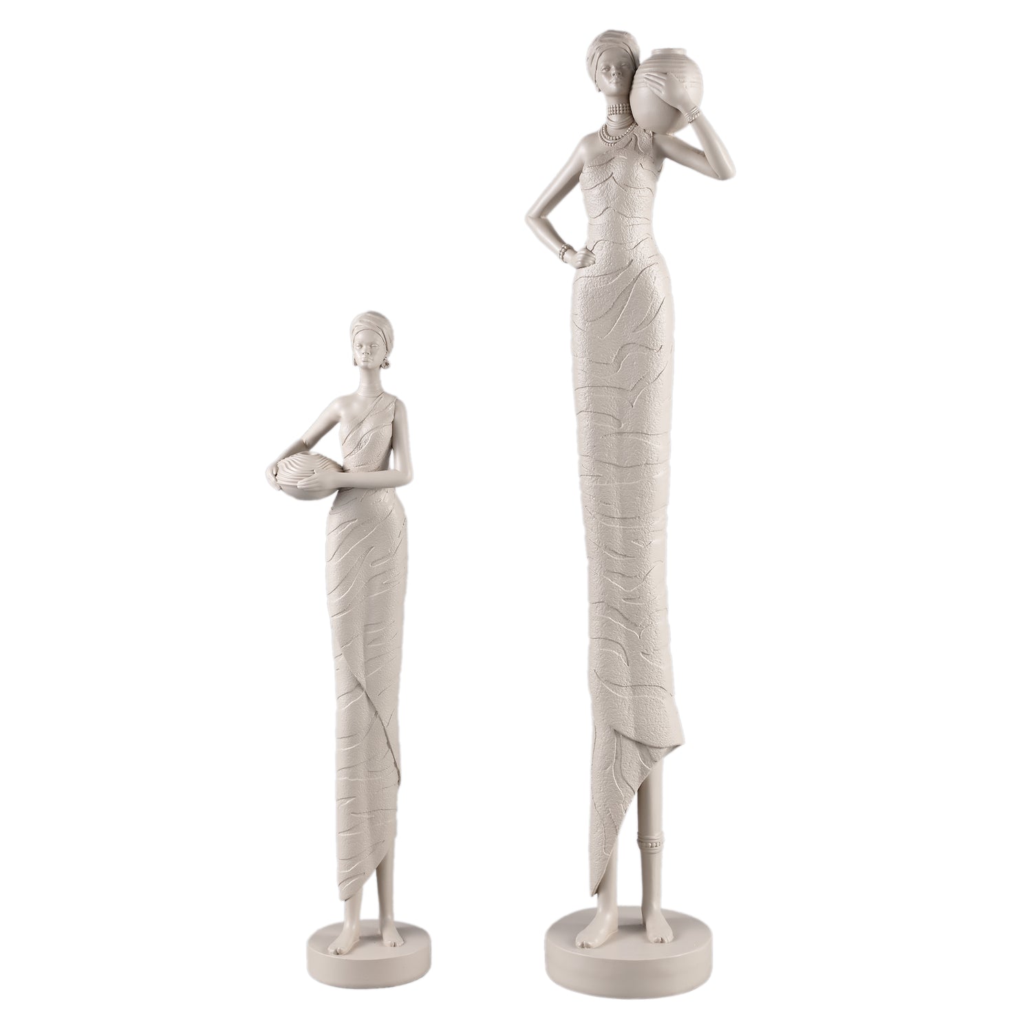 Rafah Clay Poly Woman Statue Holding Pot Low PTMD - Beeld - PTMD - livinglovely.nl