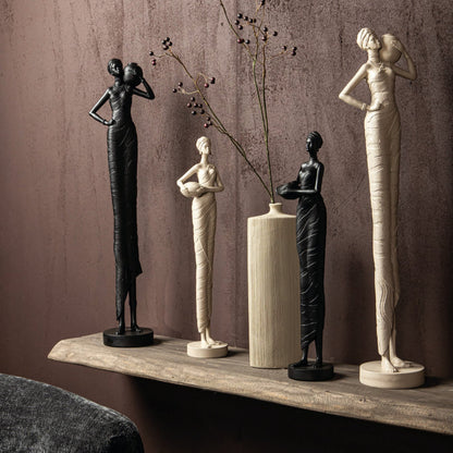 Rafah Clay Poly Woman Statue Holding Pot Low PTMD - Beeld - PTMD - livinglovely.nl