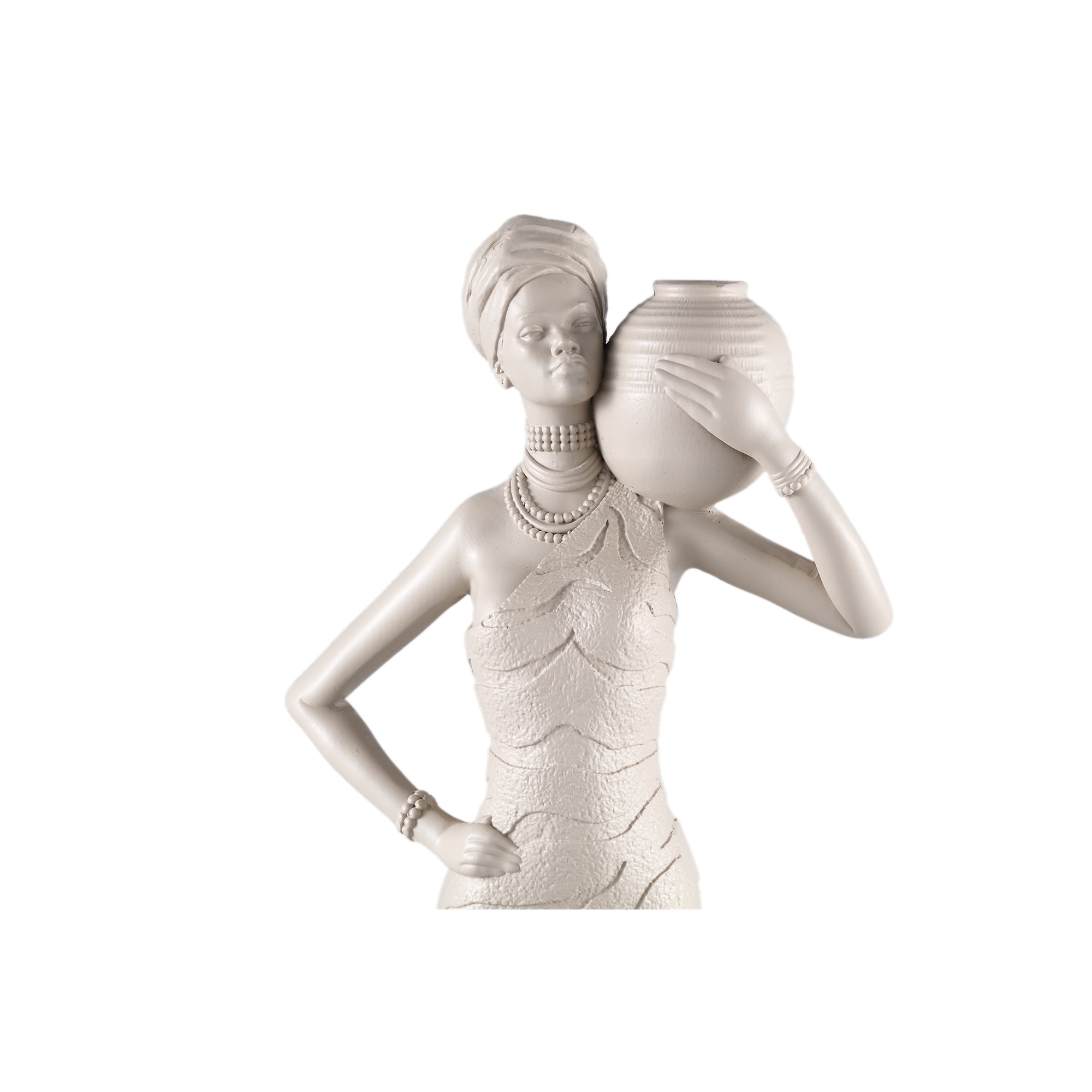 Rafah Clay Poly Woman Statue Holding Pot Shoulder PTMD - Beeld - PTMD - livinglovely.nl