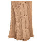 Rama Plaid Wol Handgebreid Taupe van PTMD, productfoto vanuit een andere hoek, handgebreide taupe wollen plaid