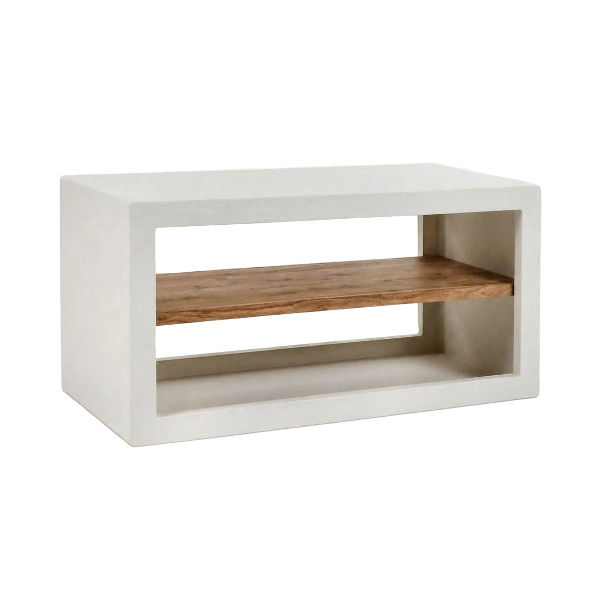 Rek Verona 1 Schap Kalkpleister Gebroken Wit van Pomax, productfoto in gebroken wit met de volledige vorm in beeld