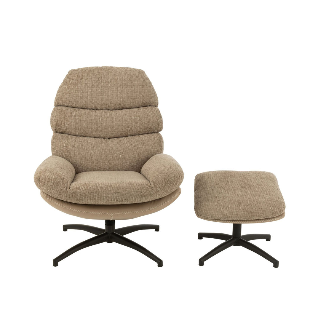 Relax Zetel + Voetbank Metaal/Multiplex Donkergrijs/Zwart J-Line