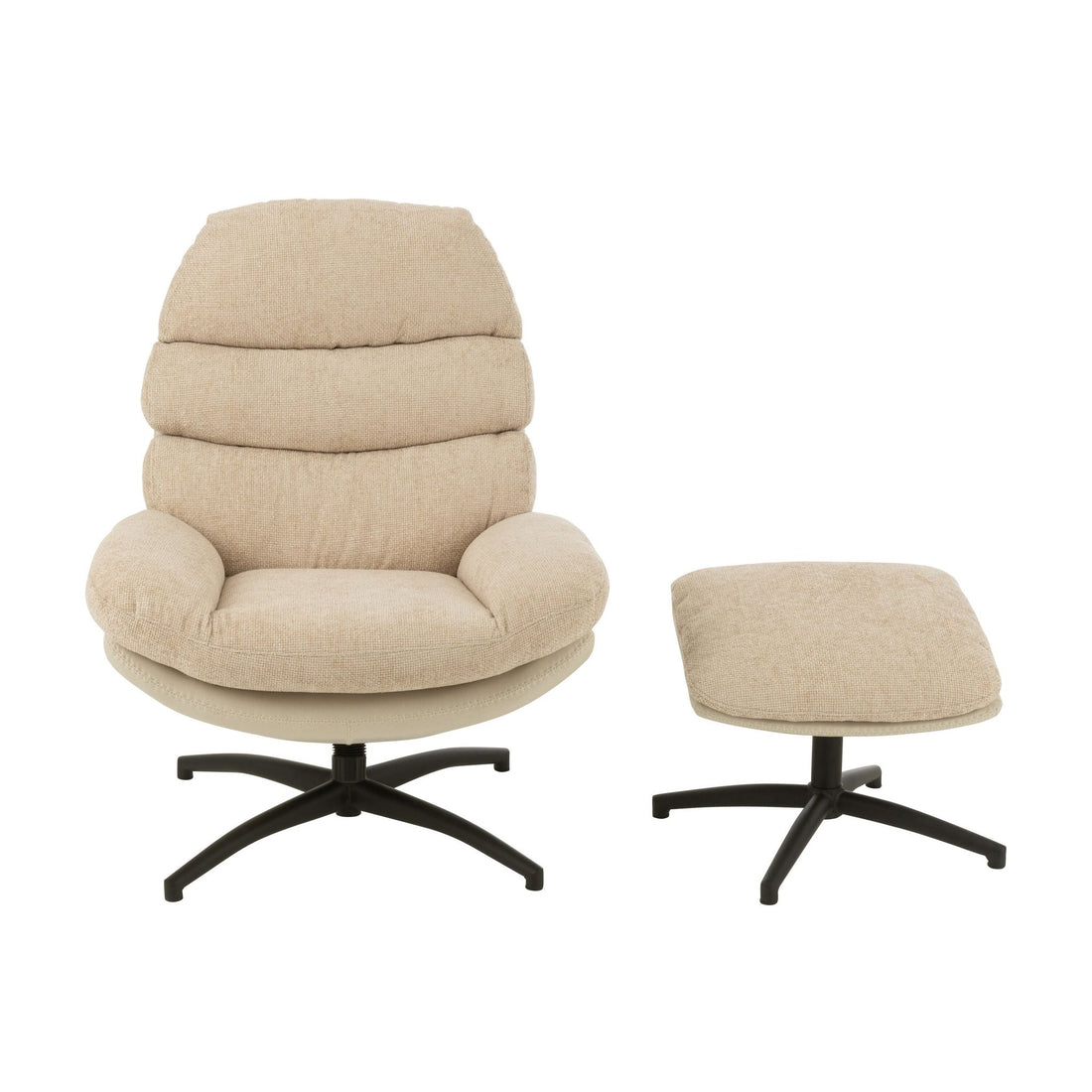 Relax Zetel + Voetbank Metaal/Multiplex Grijs/Zwart J-Line