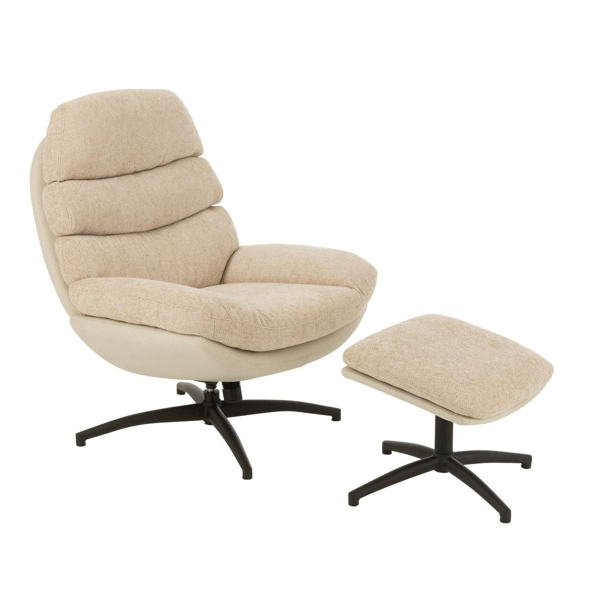 Relax Zetel + Voetbank Metaal/Multiplex Grijs/Zwart J-Line