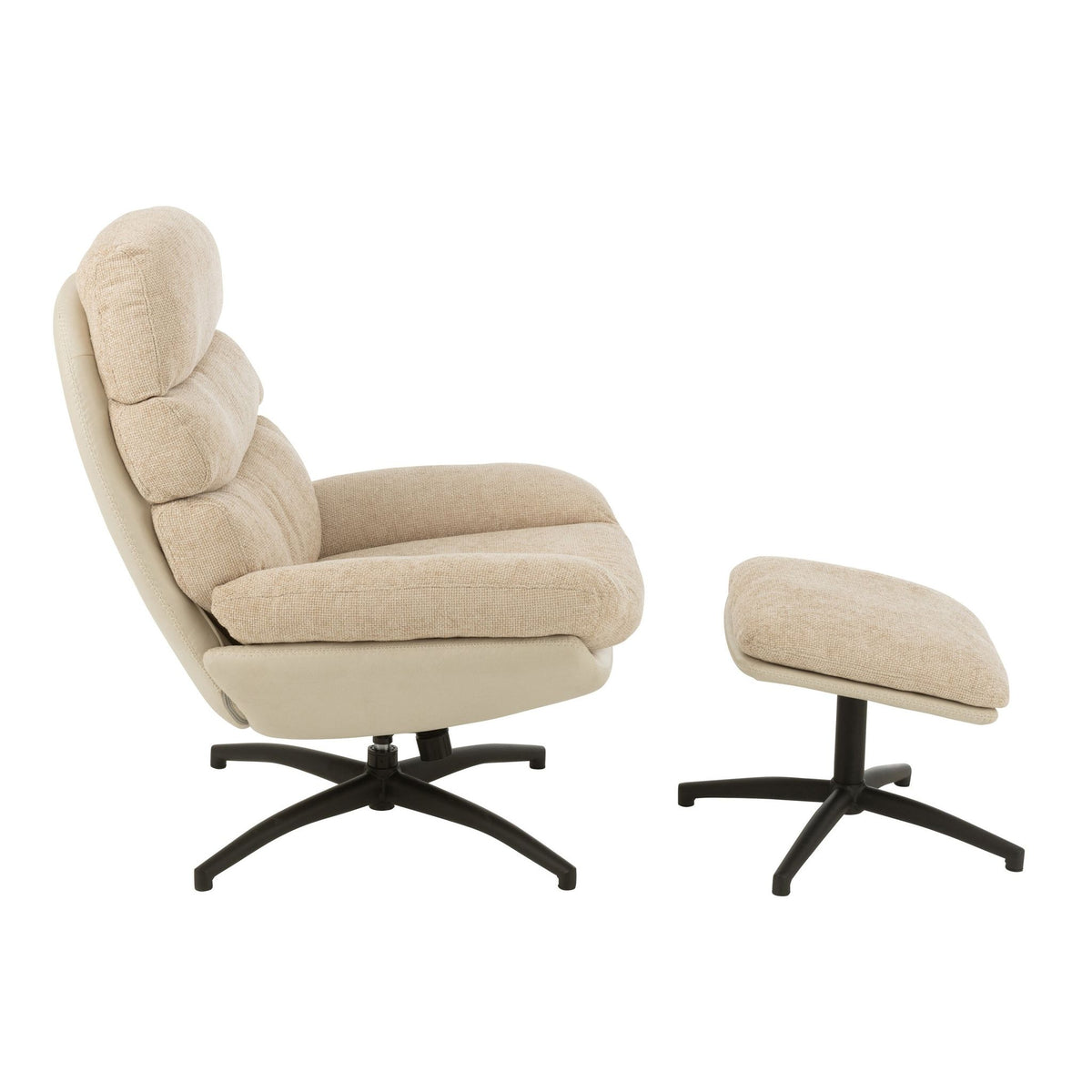 Relax Zetel + Voetbank Metaal/Multiplex Grijs/Zwart J-Line