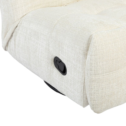 Relaxfauteuil Chill Off White van Starfurn, zwarte hendel voor de handmatige relaxfunctie