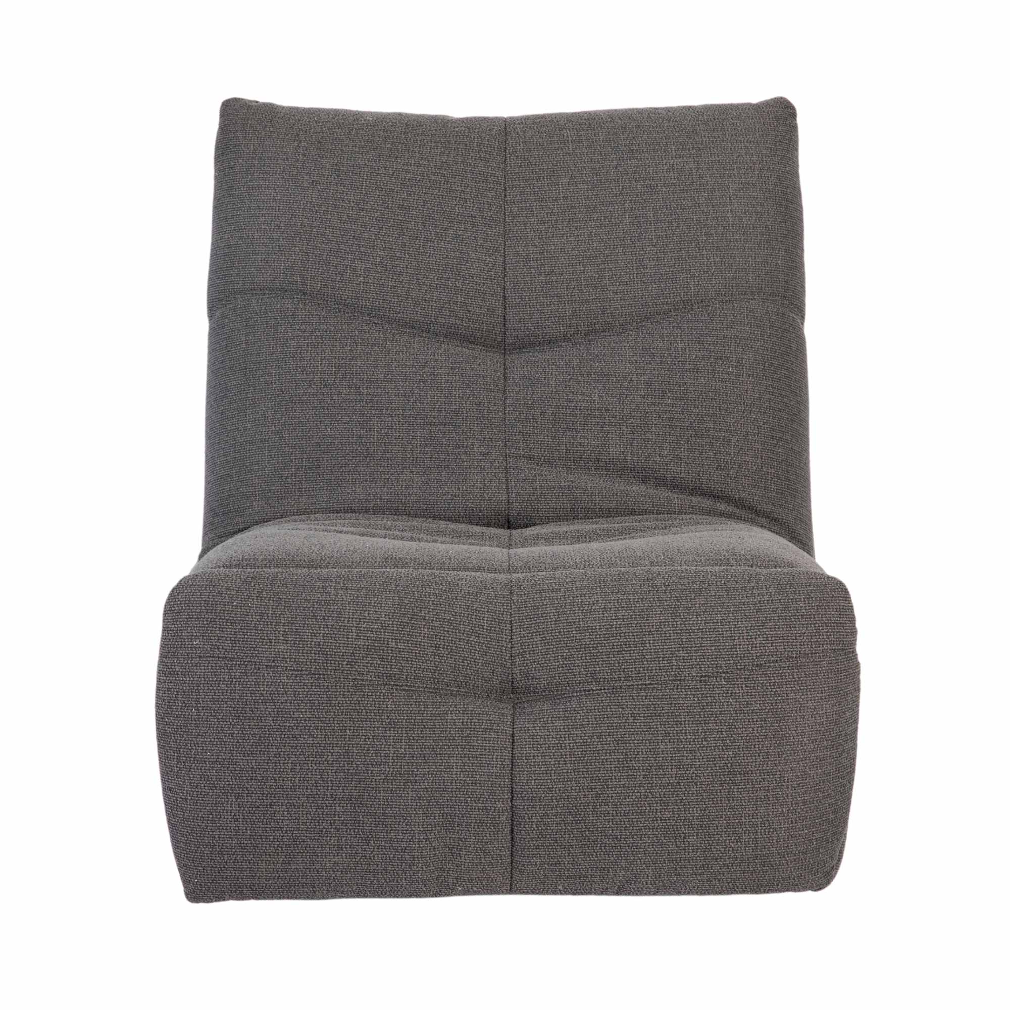 Relaxfauteuil Lazy van Starfurn in donkergrijze stof, totaalbeeld met zitting en voetsteun
