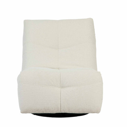 Relaxfauteuil Lazy van Starfurn in naturel stof, vooraanzicht met hoge rugleuning en subtiele kruisstiksels
