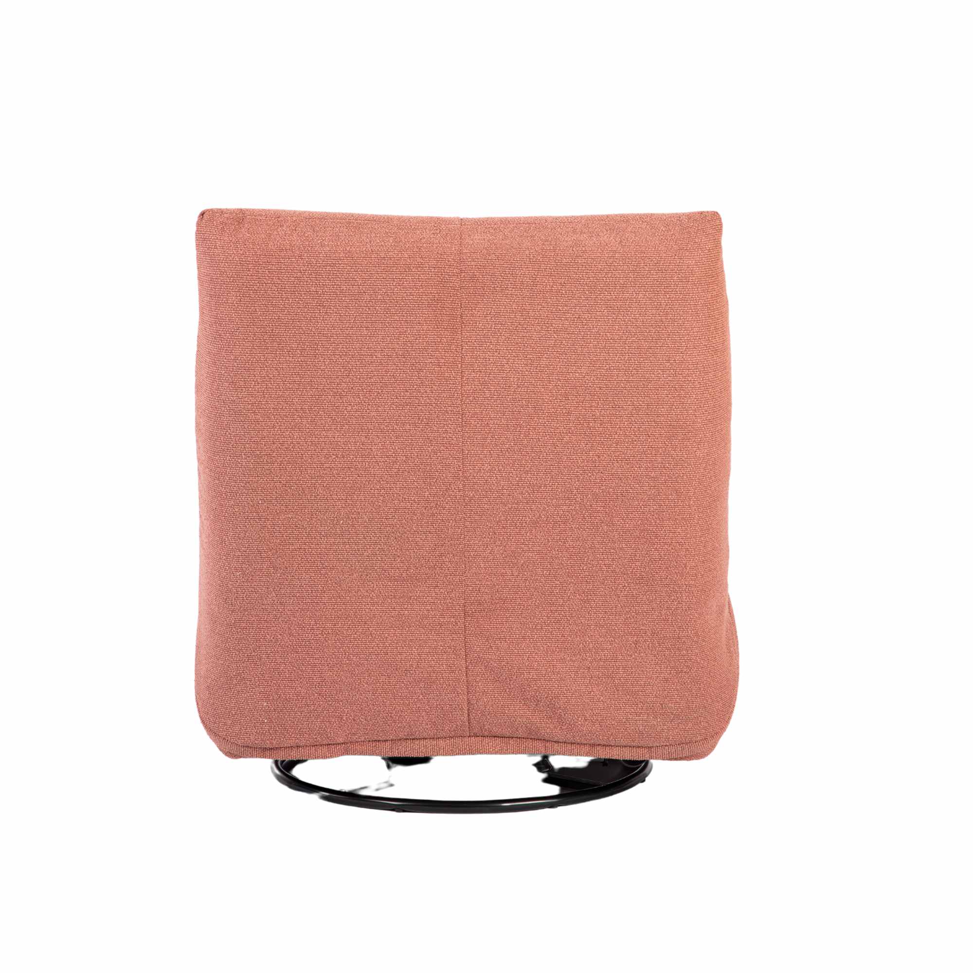 Relaxfauteuil Lazy van Starfurn in roze stof, vooraanzicht met hoge rugleuning en subtiele kruisstiksels
