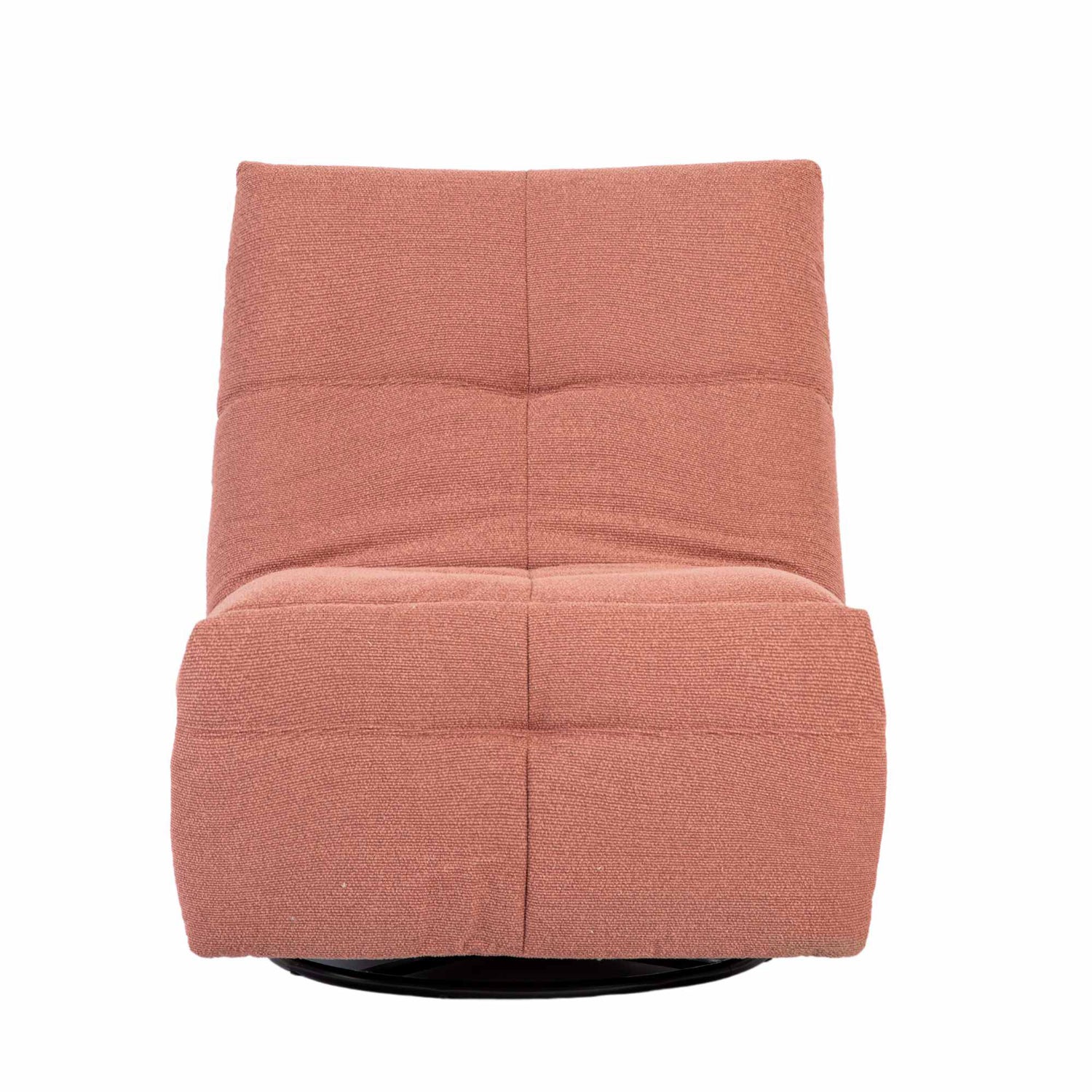 Relaxfauteuil Lazy van Starfurn in roze stof, detail van de kruisstiksels op de zitting