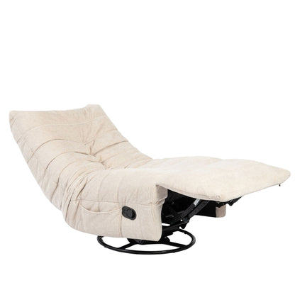 Relaxfauteuil Zen van Starfurn in beige stof, uitgeklapt naar ligstand