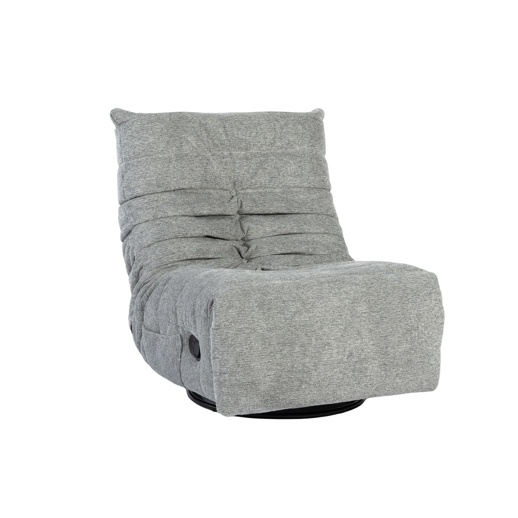 Relaxfauteuil Zen van Starfurn in grijze stof, vooraanzicht met geplooide bekleding