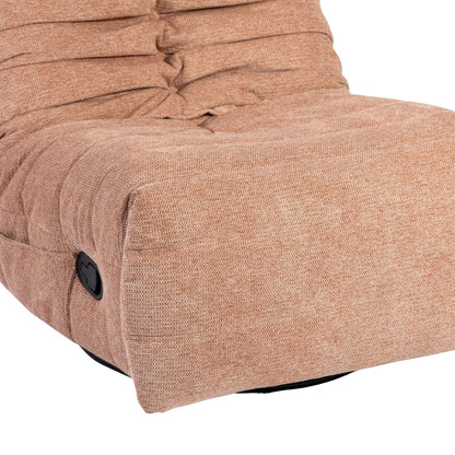 Relaxfauteuil Zen van Starfurn in roze stof, uitgeklapt naar ligstand