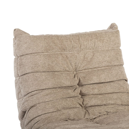Relaxfauteuil Zen van Starfurn in taupe stof, vooraanzicht met geplooide bekleding