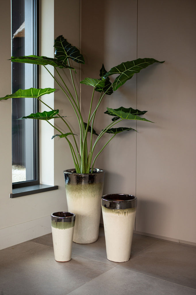 Relly Bronze Pearl Two Tones Ceramicpot Round Set van 3 PTMD - Pot - PTMD - livinglovely.nl