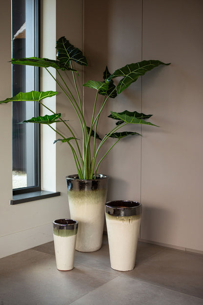 Relly Bronze Pearl Two Tones Ceramicpot Round Set van 3 PTMD - Pot - PTMD - livinglovely.nl